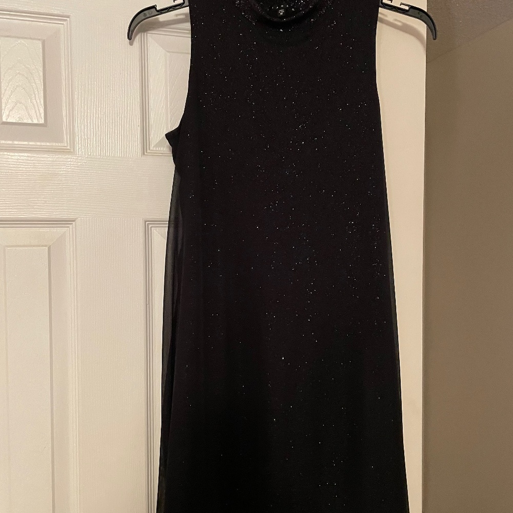Black metallic knee length cocktail dress